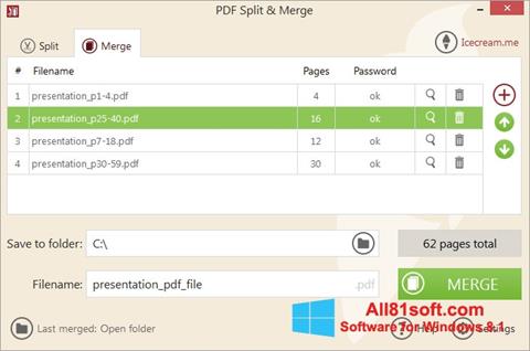 Zrzut ekranu PDF Split and Merge na Windows 8.1