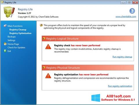 Zrzut ekranu Registry Life na Windows 8.1