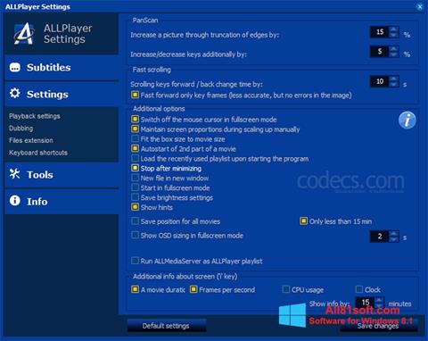 Zrzut ekranu ALLPlayer na Windows 8.1