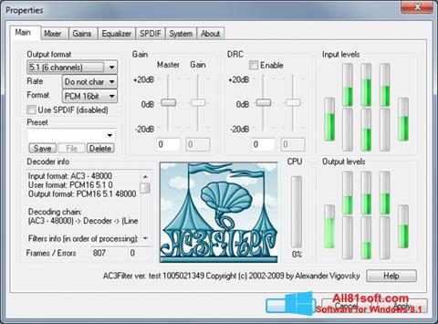 Zrzut ekranu AC3Filter na Windows 8.1