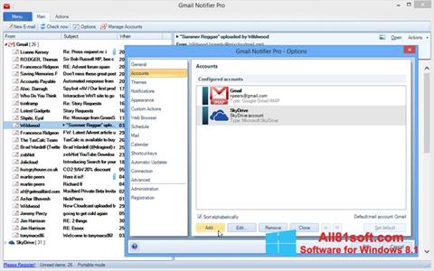 Zrzut ekranu Gmail Notifier na Windows 8.1