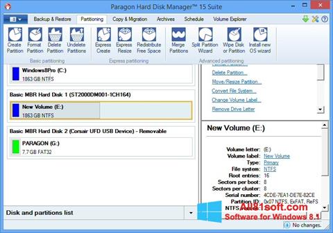 Zrzut ekranu Paragon Hard Disk Manager na Windows 8.1