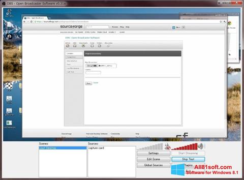 Zrzut ekranu Open Broadcaster Software na Windows 8.1
