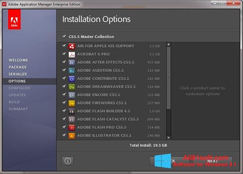Zrzut ekranu Adobe Application Manager na Windows 8.1