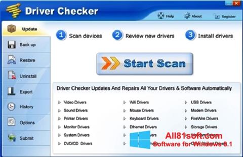 Zrzut ekranu Driver Checker na Windows 8.1