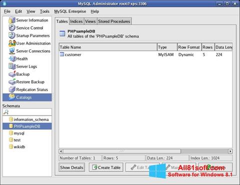 Zrzut ekranu MySQL na Windows 8.1