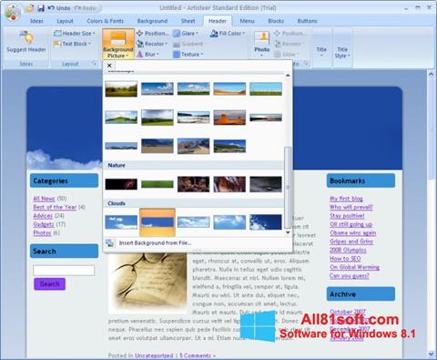 Zrzut ekranu Artisteer na Windows 8.1