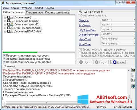 Zrzut ekranu AVZ na Windows 8.1