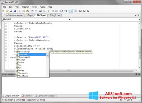 Zrzut ekranu Pascal ABC na Windows 8.1