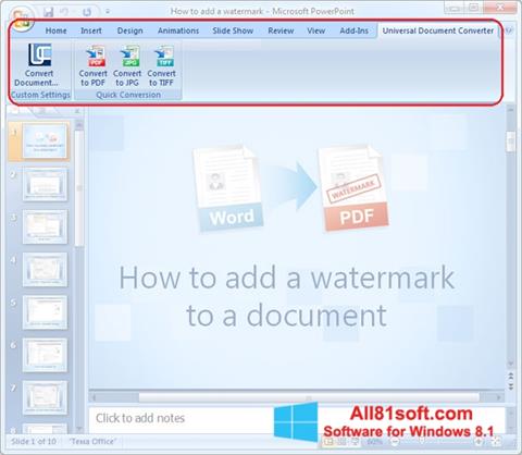 Zrzut ekranu Microsoft PowerPoint na Windows 8.1