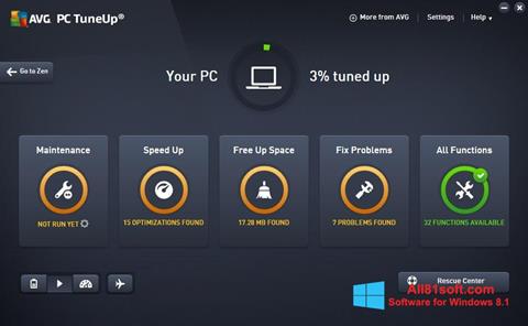 Zrzut ekranu AVG PC Tuneup na Windows 8.1