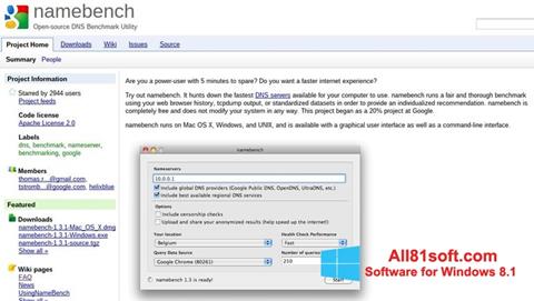 Zrzut ekranu NameBench na Windows 8.1