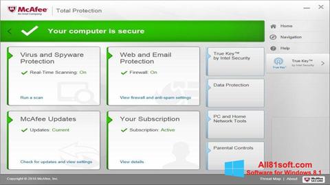 Zrzut ekranu McAfee Total Protection na Windows 8.1