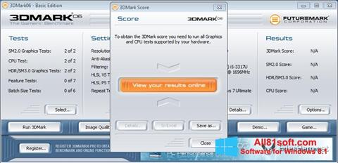 Zrzut ekranu 3DMark06 na Windows 8.1