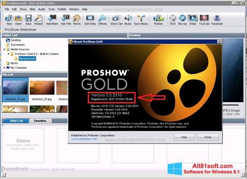 Zrzut ekranu ProShow Gold na Windows 8.1