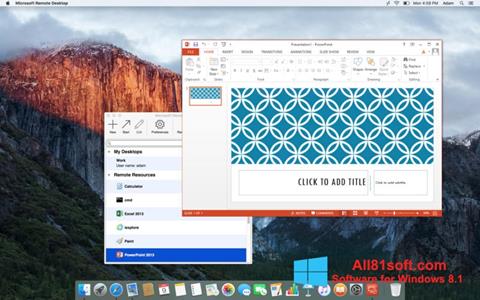 Zrzut ekranu Microsoft Remote Desktop na Windows 8.1