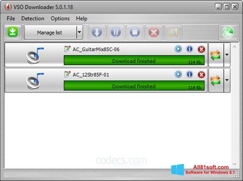 Zrzut ekranu VSO Downloader na Windows 8.1