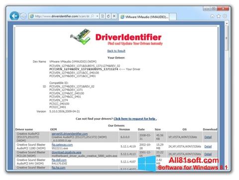 Zrzut ekranu Driver Identifier na Windows 8.1