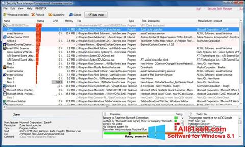 Zrzut ekranu Security Task Manager na Windows 8.1