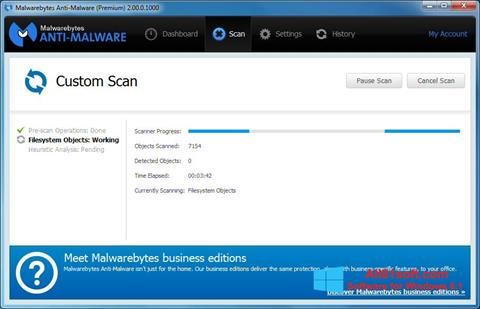 Zrzut ekranu Malwarebytes Anti-Malware na Windows 8.1