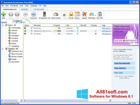 Zrzut ekranu Download Accelerator Plus na Windows 8.1
