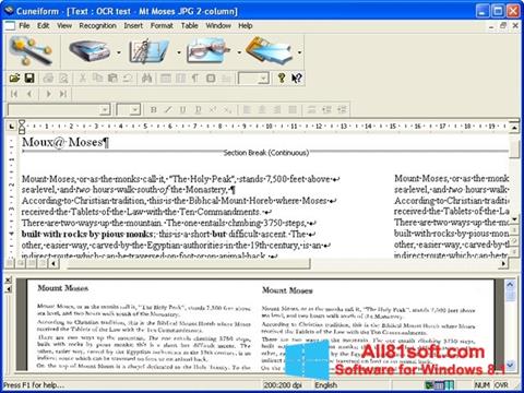 Zrzut ekranu CuneiForm na Windows 8.1