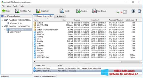 Zrzut ekranu Active File Recovery na Windows 8.1