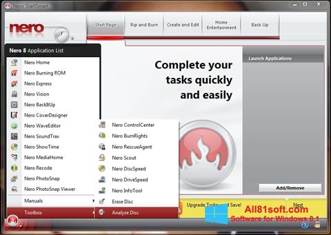 Zrzut ekranu Nero StartSmart na Windows 8.1