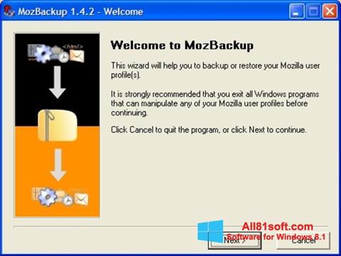 Zrzut ekranu MozBackup na Windows 8.1