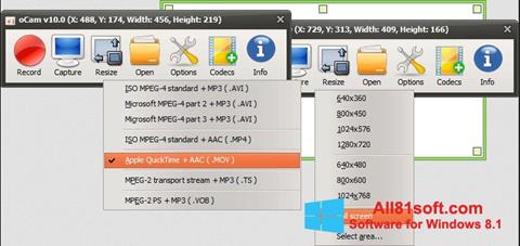 Zrzut ekranu oCam Screen Recorder na Windows 8.1