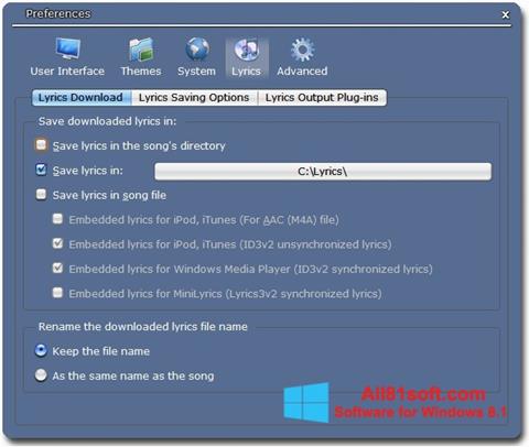 Zrzut ekranu Minilyrics na Windows 8.1