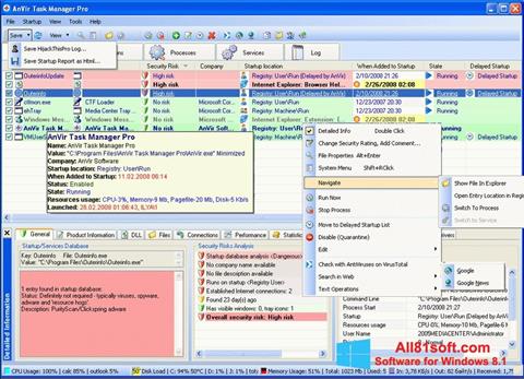 Zrzut ekranu AnVir Task Manager na Windows 8.1