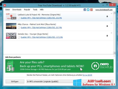 Zrzut ekranu Free YouTube Download na Windows 8.1