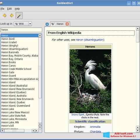 Zrzut ekranu GoldenDict na Windows 8.1