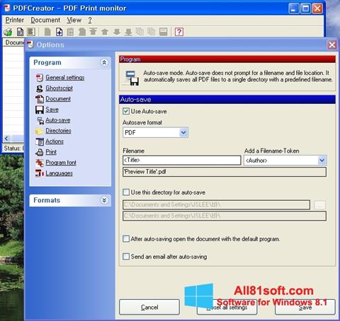 Zrzut ekranu PDFCreator na Windows 8.1