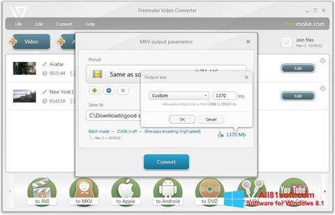 Zrzut ekranu Freemake Video Converter na Windows 8.1