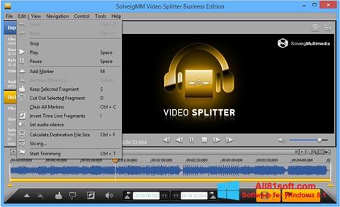Zrzut ekranu SolveigMM Video Splitter na Windows 8.1