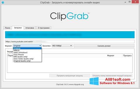 Zrzut ekranu ClipGrab na Windows 8.1