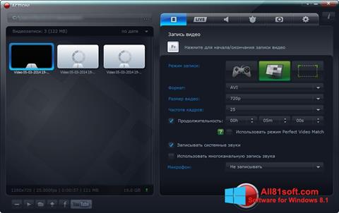 Zrzut ekranu Mirillis Action! na Windows 8.1