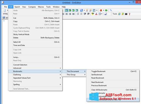 Zrzut ekranu EmEditor na Windows 8.1