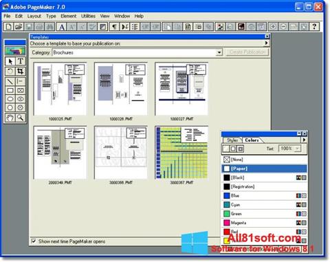 Zrzut ekranu Adobe PageMaker na Windows 8.1