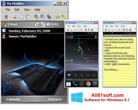 Zrzut ekranu MyMobiler na Windows 8.1