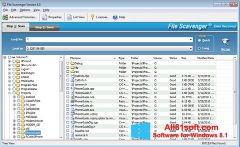Zrzut ekranu File Scavenger na Windows 8.1