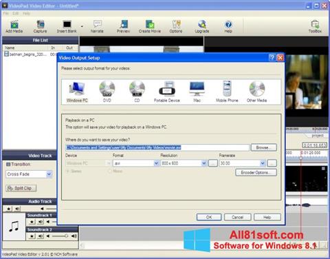 Zrzut ekranu VideoPad Video Editor na Windows 8.1