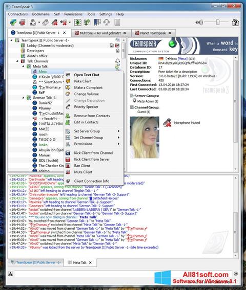Zrzut ekranu TeamSpeak na Windows 8.1