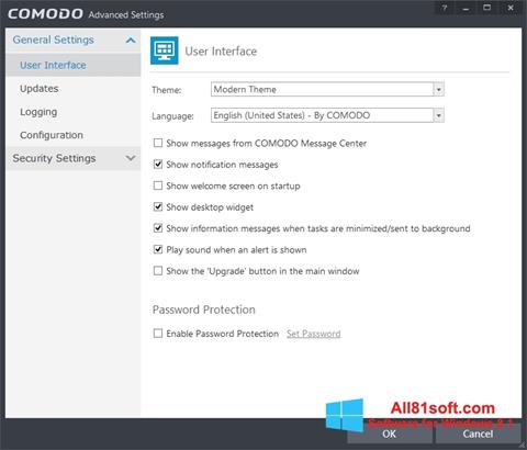 Zrzut ekranu Comodo Internet Security na Windows 8.1