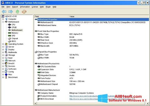 Zrzut ekranu AIDA32 na Windows 8.1