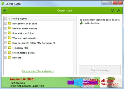Zrzut ekranu Dr.Web CureIt na Windows 8.1