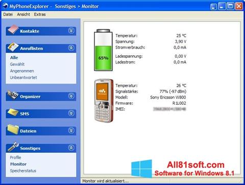 Zrzut ekranu MyPhoneExplorer na Windows 8.1