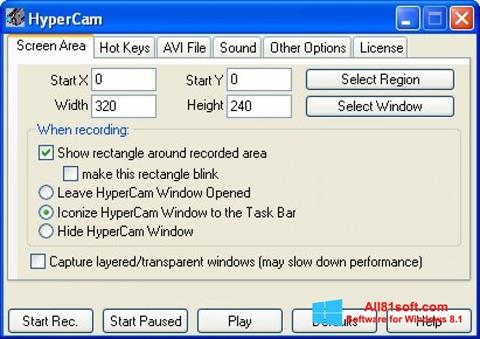 Zrzut ekranu HyperCam na Windows 8.1